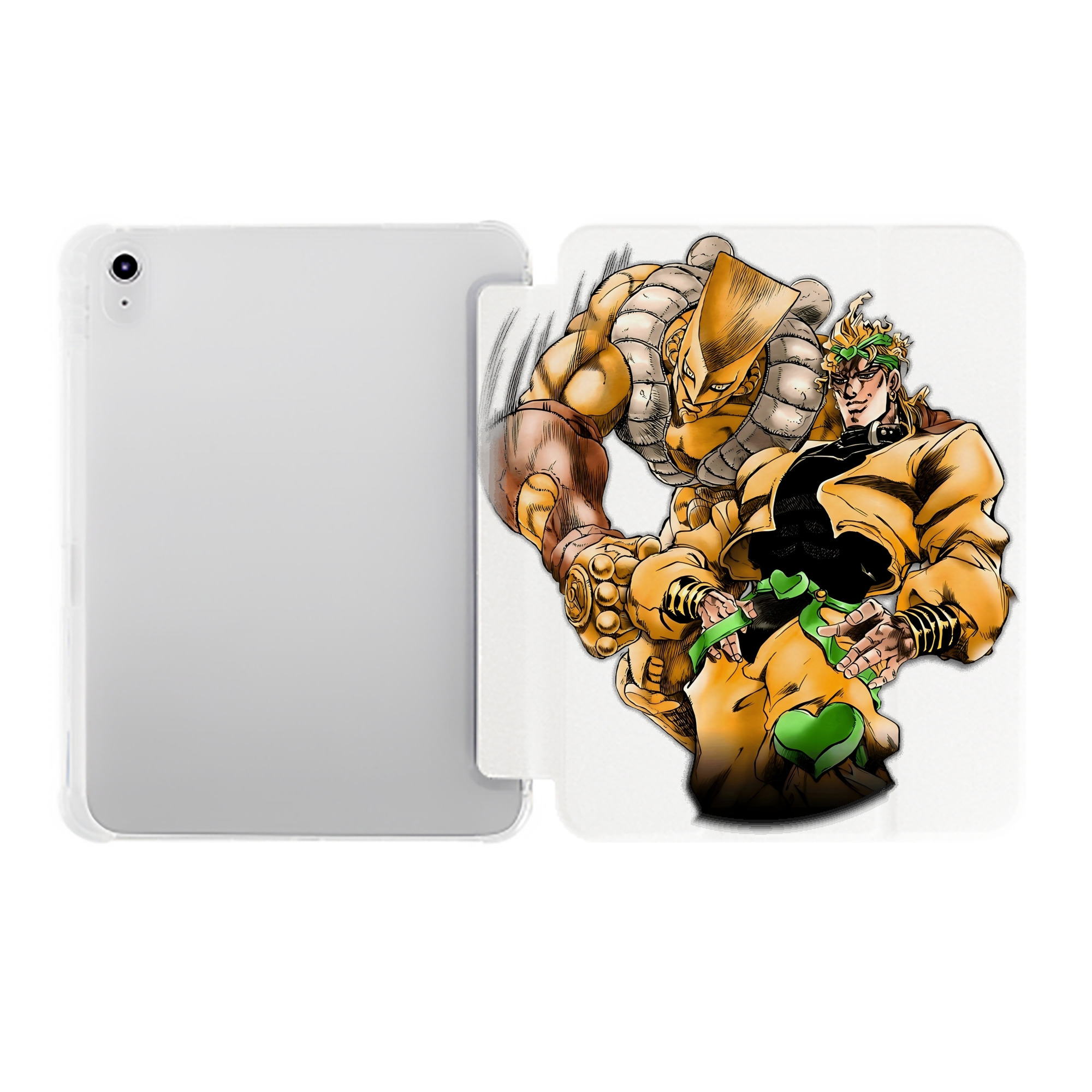 （画像用） ジョジョの奇妙な冒険 ディオ?ブランドー JoJo's Bizarre Adventure Dio Brando IPad ケース ペン収納付き 三つ折りスタンド PUレザー×シリコン 対応機種9.5/10.5/10.9インチ